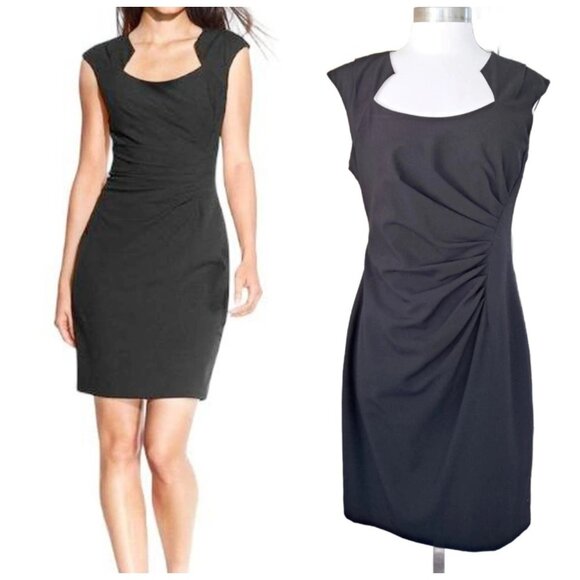 NEW Timeless Classic Black Ruched Sheath Dress Size 12 All-Season‎ Career Office - Picture 1 of 8